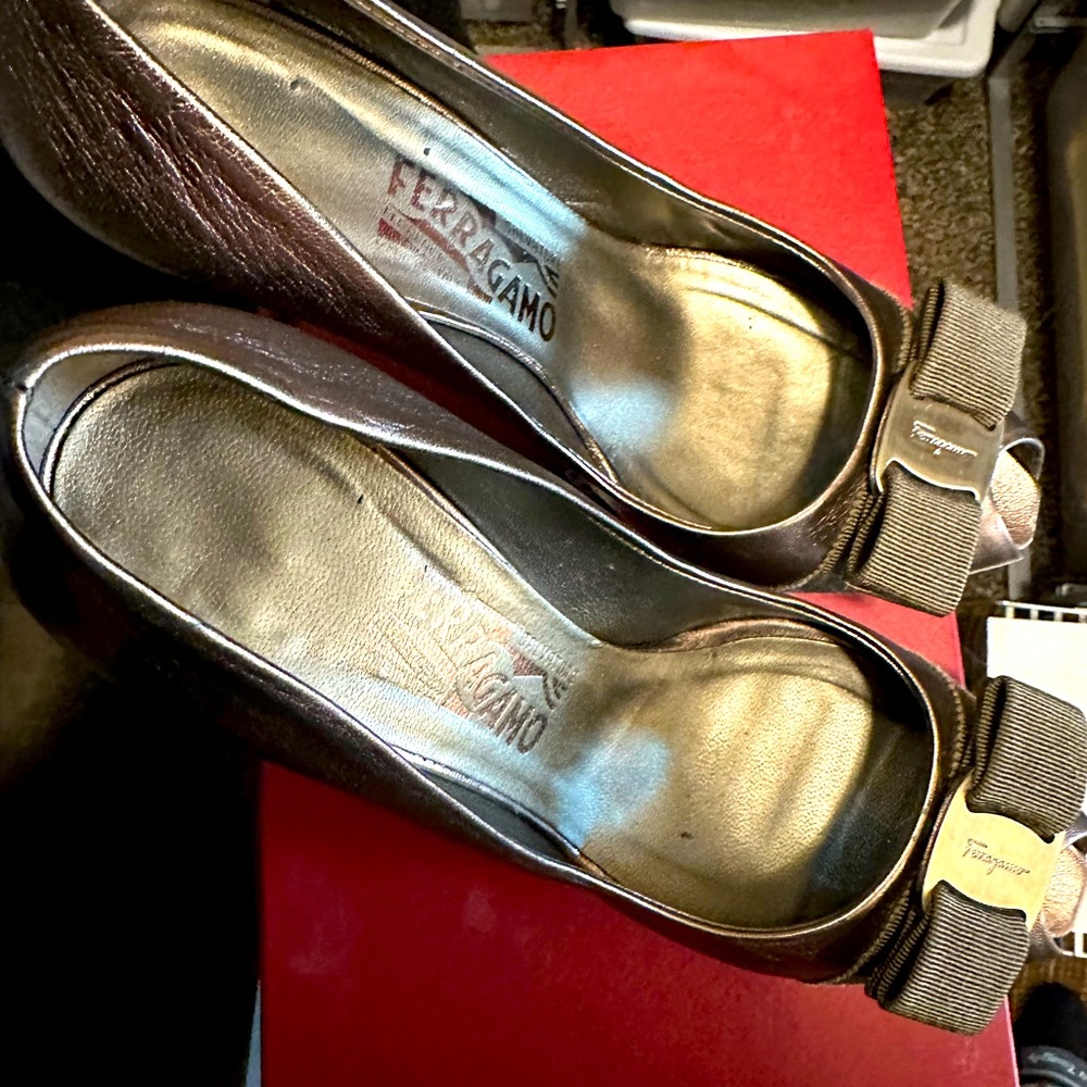 Salvatore Ferragamo Metallic Heels